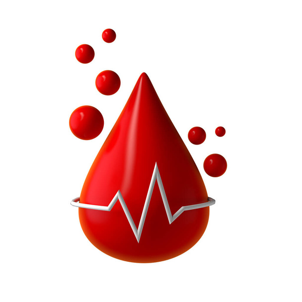 Ícone de saturação de oxigênio no sangue com frequência cardíaca. Design mínimo e moderno. ilustração 3d. - Foto, Imagem
