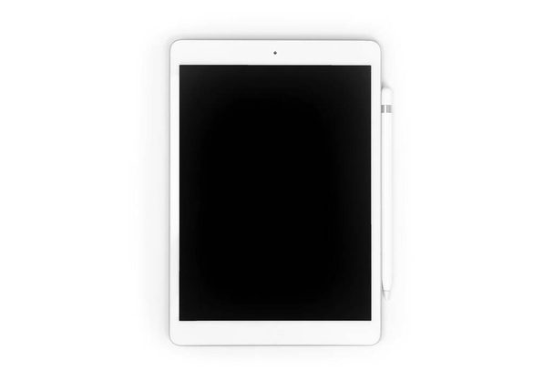 Digital tablet pc mockup with stylus isolated on a white isolated background with copy space  - Photo, Image