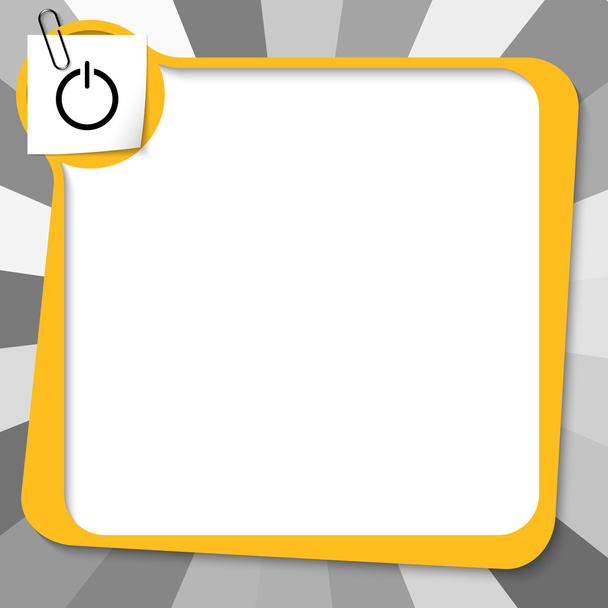 yellow text box with paper clip and power button - Vector, Image