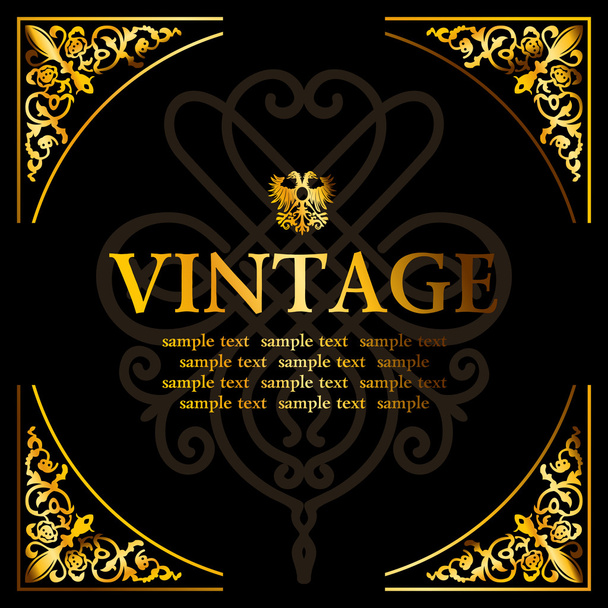 Vintage adorno marco floral de oro
 - Vector, imagen