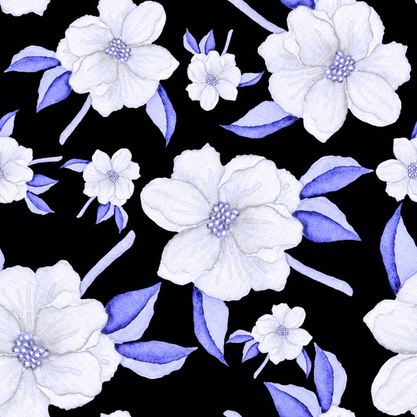 Watercolor seamless pattern with flowers. Vintage floral pattern. Flower seamless pattern. Botanical art. Floral botanical collection. Wedding floral set. Watercolor botanical design. - Fotografie, Obrázek