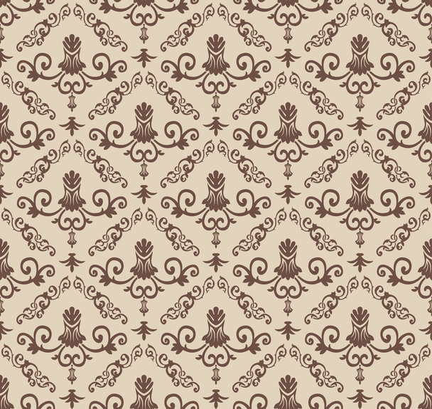 Seamless vintage background brown baroque Pattern - Vector, Image