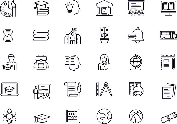 Icone della linea vettoriale relativa all'istruzione e alla scuola - Vettoriali, immagini