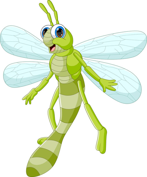 linda libélula de dibujos animados aislado sobre fondo blanco - Vector, imagen
