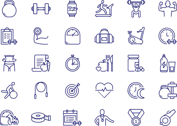 Иконки для фитнеса и тренировок - Вектор,изображение