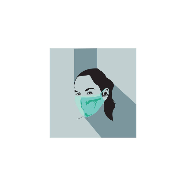 Design de ilustração de mulheres usando máscara de proteção para cuidados saudáveis, com fundo. - Vetor, Imagem