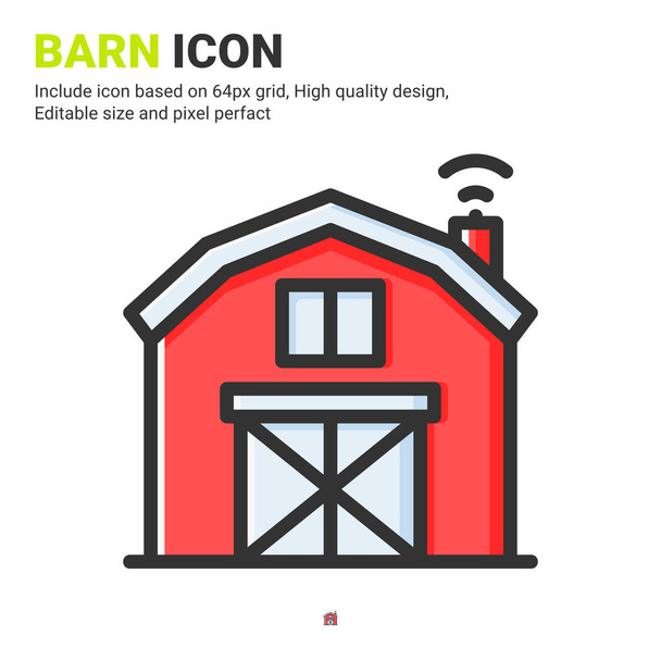 Barn icon vector with outline color style isolated on white background. Vector illustration warehouse sign symbol icon concept for digital farming, ui, ux, business, agriculture, apps and all project - Vector, Image