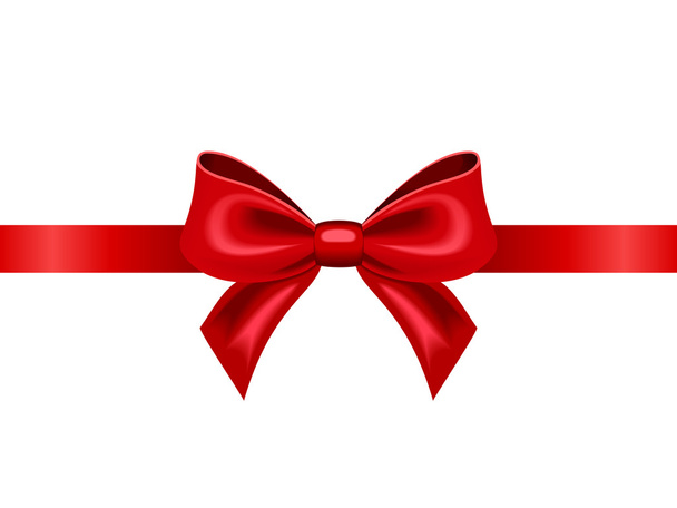 Red ribbon with bow. Vector illustration. - Vector, Image