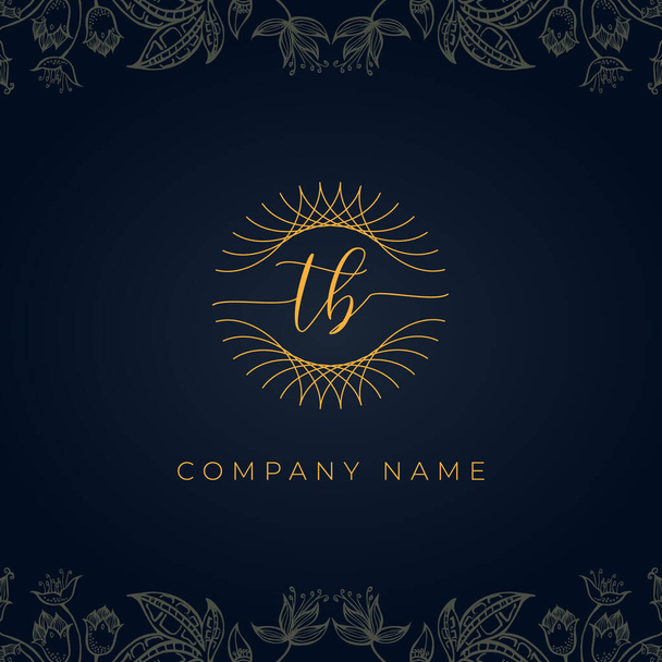 Elegant luxury letter TB logo. This icon incorporate with abstract rounded thin geometric shape in floral background.It will be suitable for which company or brand name start those initial. - Vector, Image