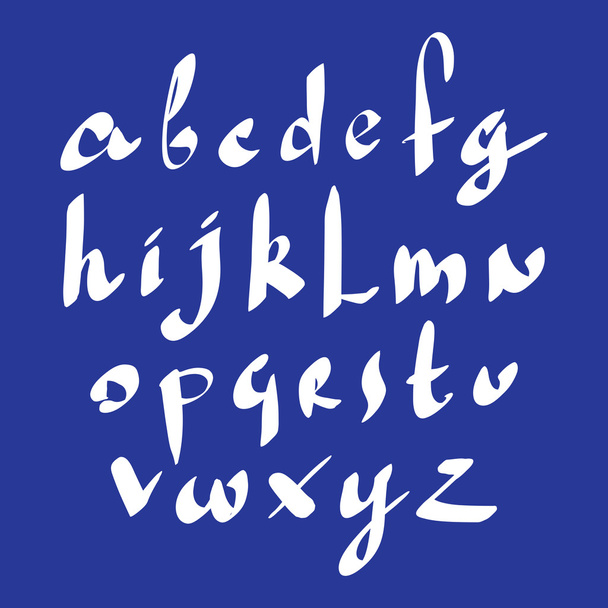 Каллиграфическое письмо, набор букв векторного алфавита, векторный шрифт. - Вектор,изображение