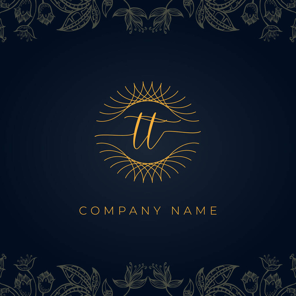 Elegantes Luxusbuchstaben-TT-Logo. Dieses Symbol mit abstrakten abgerundeten dünnen geometrischen Form in floralen Hintergrund integrieren.Es eignet sich für welches Unternehmen oder Markennamen beginnen diese anfänglichen. - Vektor, Bild