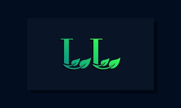 Minimal leaf style Initial LL logo. This logo incorporate with leaf and two letter in the creative way. It will be suitable for ECO, green, nature, growth and herbal related Brand or company. - Vector, afbeelding