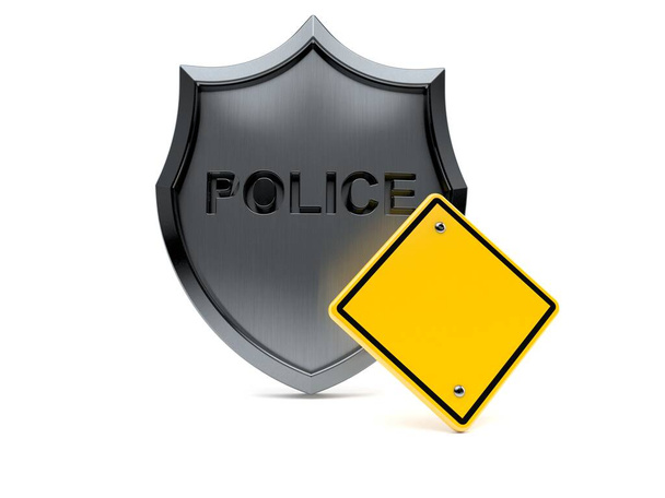 Значок поліції з порожнім дорожнім значком
 - Фото, зображення