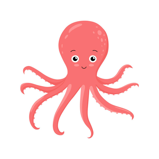 Cute octopus isolated on white background - Vecteur, image