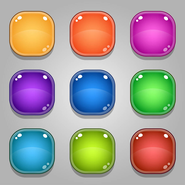 Symbolset für isometrische Spielelemente, farbenfrohe, isolierte Vektorillustration der Bunten Spieltaste für abstraktes, flaches Spielkonzept - Vektor, Bild