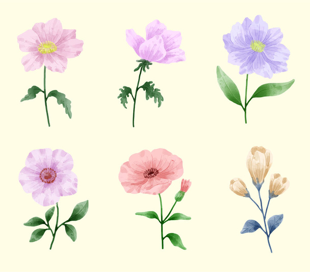 A set of flowers painted in watercolor for designer work create - Vektor, Bild