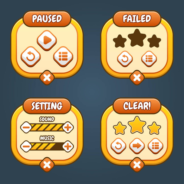 Complete set of level button game pop-up, icon, window and elements for creating medieval RPG video games - Vektori, kuva