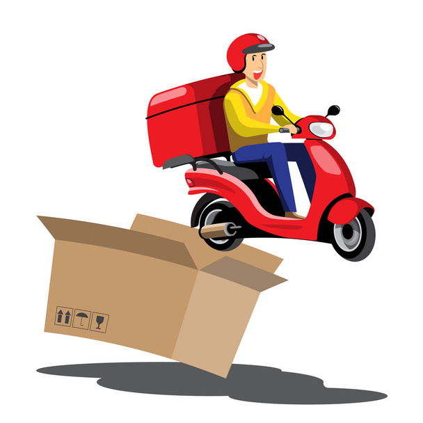 Motorbike & Delivery Man Logo. Icon & Symbol Vector Template