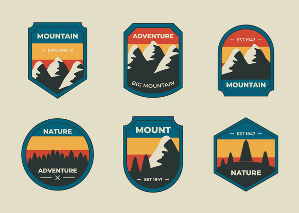 Set of camping badge or logo, label, design element collection, vector illustration - ベクター画像
