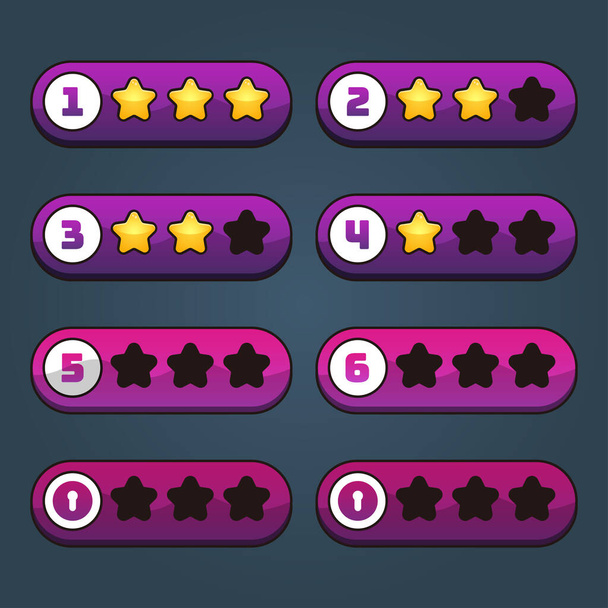 Complete set of level button game pop-up, icon, window and elements for creating medieval RPG video games - Vettoriali, immagini
