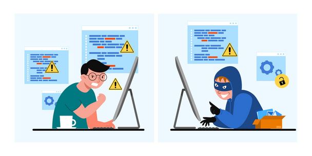 Global data or personal data security, cyber data security online concept, Internet security or information privacy & protection idea, flat isometric illustration isolated on blue background. - Vektor, obrázek
