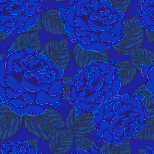 Seamless background. Blue roses. - Вектор, зображення