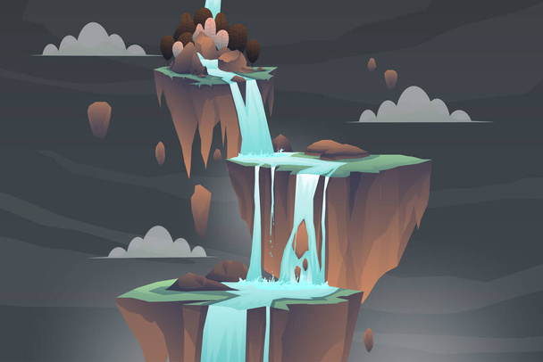 Nature landscape with waterfall from mountain and cliff - Vector, Image