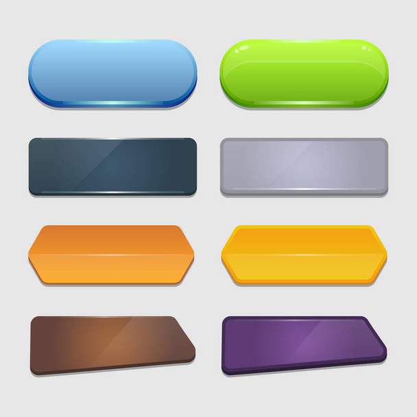 Colorful vector set of game buttons and frames. Elements for mobile applications. Options and selection windows, panel settings. - Vector, Image