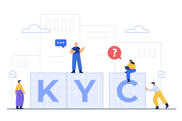 KYC betekent Ken uw klant, dat is het proces van authenticatie - Vector, afbeelding