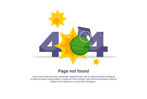 Avviso di rete Internet 404 Pagina di errore o file non trovato per la pagina web. Pagina di errore di Internet o problema non trovato sulla rete. 404 errore presente da bombardato già - Vettoriali, immagini