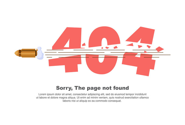Avviso di rete Internet 404 Pagina di errore o file non trovato per la pagina web. Pagina di errore di Internet o problema non trovato sulla rete. 404 errore presente da distrutto da proiettili - Vettoriali, immagini
