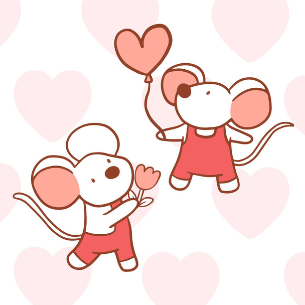 Big isolated hand drawn cartoon vector character design animal couple in love, doodle style Valentine concept flat vector illustration - Vektor, Bild