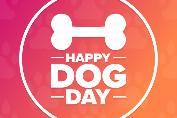 Happy Dog Day. Ferienkonzept. Vorlage für Hintergrund, Banner, Karte, Plakat mit Textinschrift. Vektor EPS10 Abbildung. - Vektor, Bild