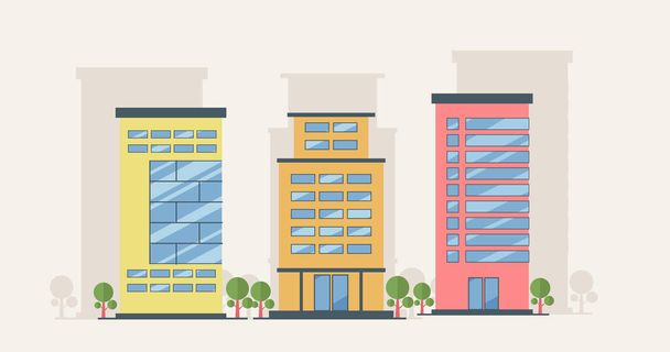 Traditional and modern building cartoon Flat design vector concept illustration, Real estate business building concept - Vector, Image