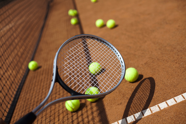 Tennis racket with tennis balls - Photo, Image