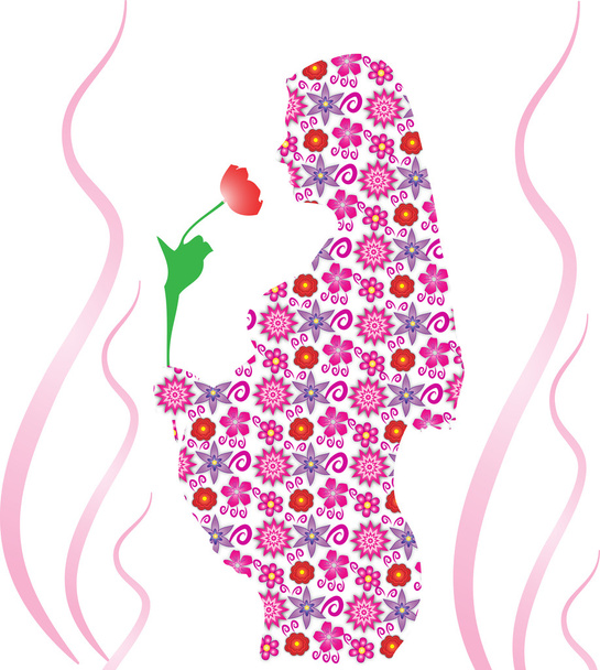 Embarazada de flores
 - Vector, Imagen