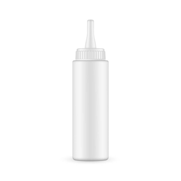 Garrafa de plástico com tampa de ponta longa, isolada em fundo branco. Ilustração vetorial - Vetor, Imagem