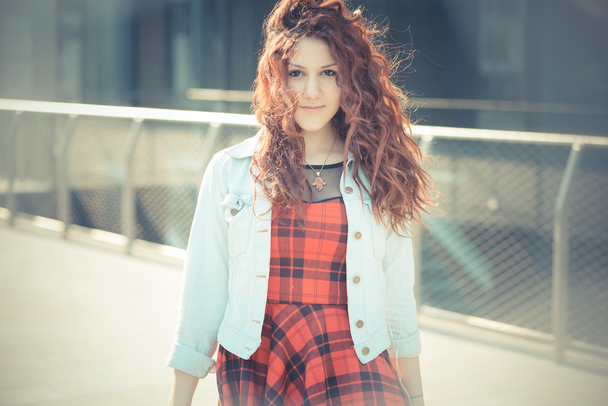 Curly  hipster woman - Photo, Image