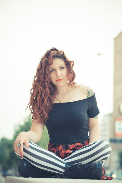 Curly  hipster woman - Photo, image