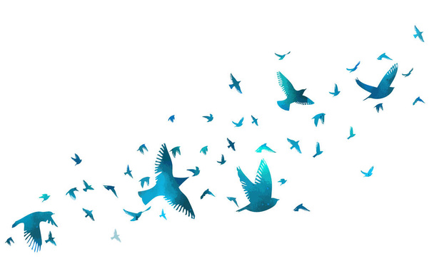 A flock of blue birds. Vector illustration - Vector, Image