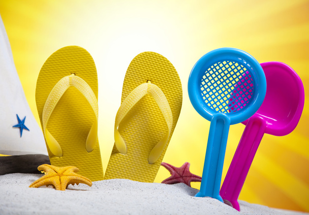 Flip flops with toys - Photo, image