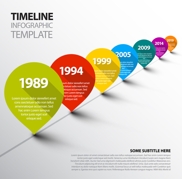Modelo de linha do tempo infográfico com ponteiros
 - Vetor, Imagem