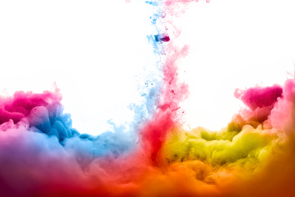 Regenbogen der Farben. Bunte Tinte im Wasser. Farbexplosion - Foto, Bild