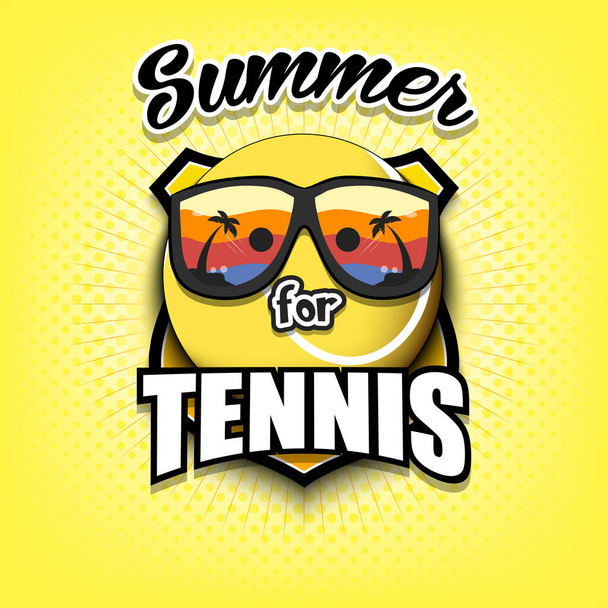 Summer tennis logo. Summer for tennis. Pattern for design poster, logo, emblem, label, banner, icon. Tennis template on isolated background. Vector illustration - Вектор,изображение