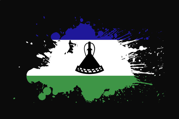Grunge Efekt Tasarımlı Lesotho Bayrağı. Tişört grafikleri, baskısı, posteri ve arkaplanı kullanılacak. - Vektör, Görsel