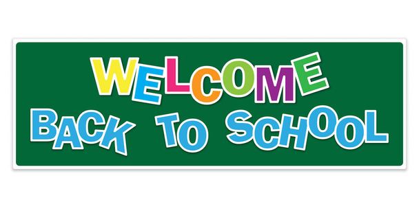 Green welcome back to school. Poster, banner concept. Doodle lettering with green welcome back to school. Vector illustration. - ベクター画像