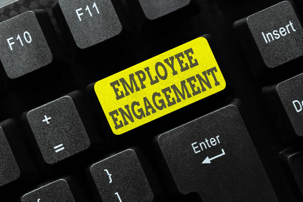 Text sign showing Employee Engagement. Business showcase relationship between an organization and its employees Typing Online Class Review Notes, Abstract Retyping Subtitle Tracks - Fotó, kép