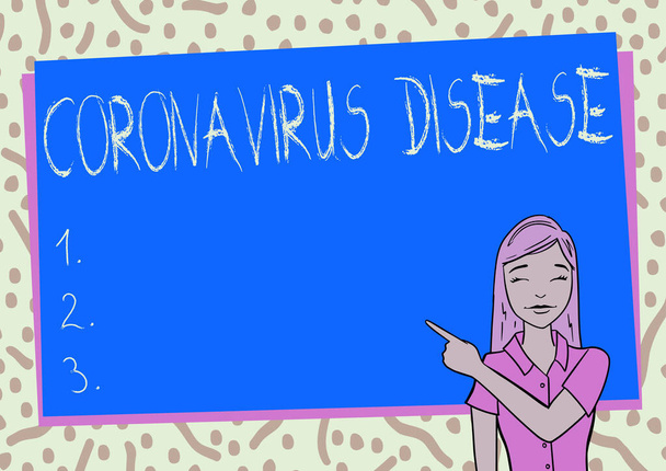 Segno di scrittura a mano malattia di Coronavirus. Idea aziendale definita come malattia causata da un nuovo virus SARSCoV2 Creazione di storie brevi interessanti online, Inserimento di comandi informatici - Foto, immagini