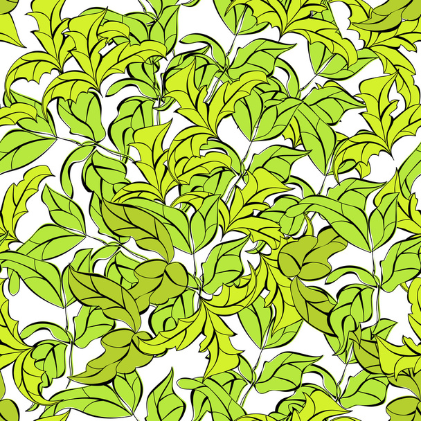 Seamless pattern with green leaves - Vector, afbeelding