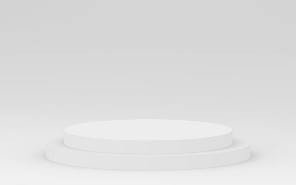 3D szürke fehér fényes henger dobogó minimális stúdió háttér. Absztrakt 3d geometriai alakú objektum illusztráció render. - Fotó, kép